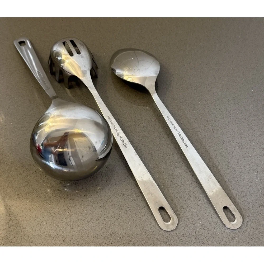 Wolfgang Puck Set 3 Cafe Collection Stainless Steel Cooking Utensils Heavy EUC